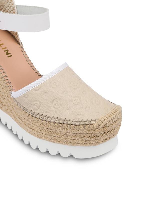 Pollini Sandali Con Zeppa Espadrillas Heritage Logo Embossed Avorio Economico