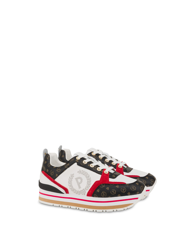Pollini Sneakers In Vitello Heritage Forever Nero/rosso/bianco In Vendita