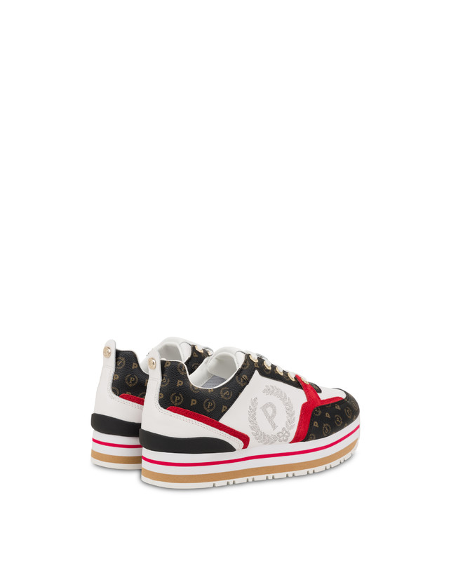 Pollini Sneakers In Vitello Heritage Forever Nero/rosso/bianco In Vendita