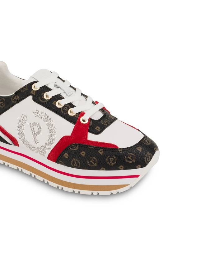 Pollini Sneakers In Vitello Heritage Forever Nero/rosso/bianco In Vendita