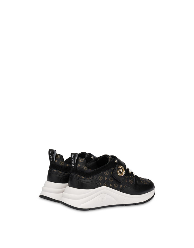 Pollini Sneakers In Vitello E Pvc Logo Heritage Nero/nero Negozio