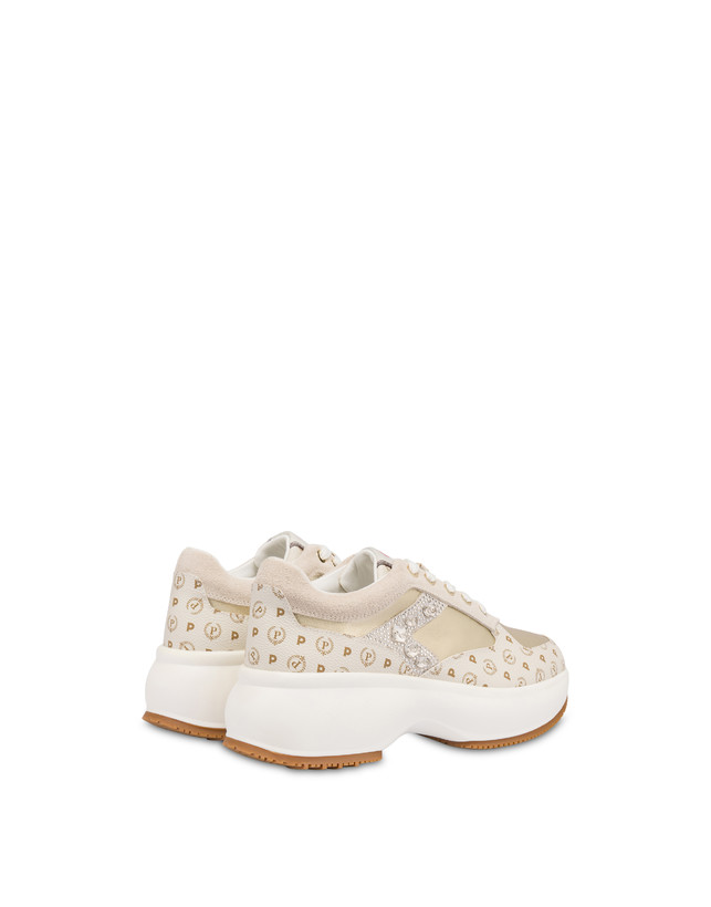 Pollini Sneakers Con Pietre E Strass Forever Avorio/platino In Saldo