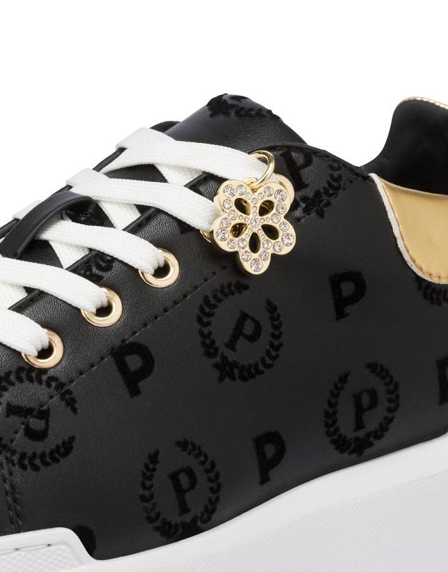 Pollini Sneakers Con Charm Heritage Flock Nero/nero 2025