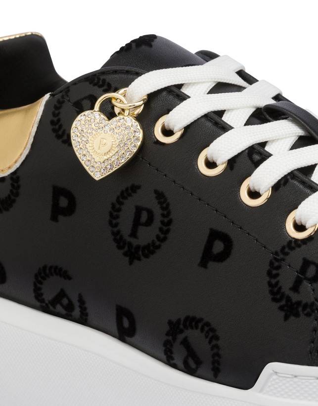 Pollini Sneakers Con Charm Heritage Flock Nero/nero 2025