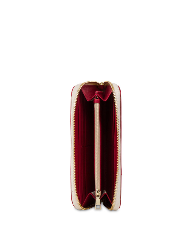 Pollini Portafoglio Zip Around Heritage 70th Anniversary Avorio/rosso In Linea