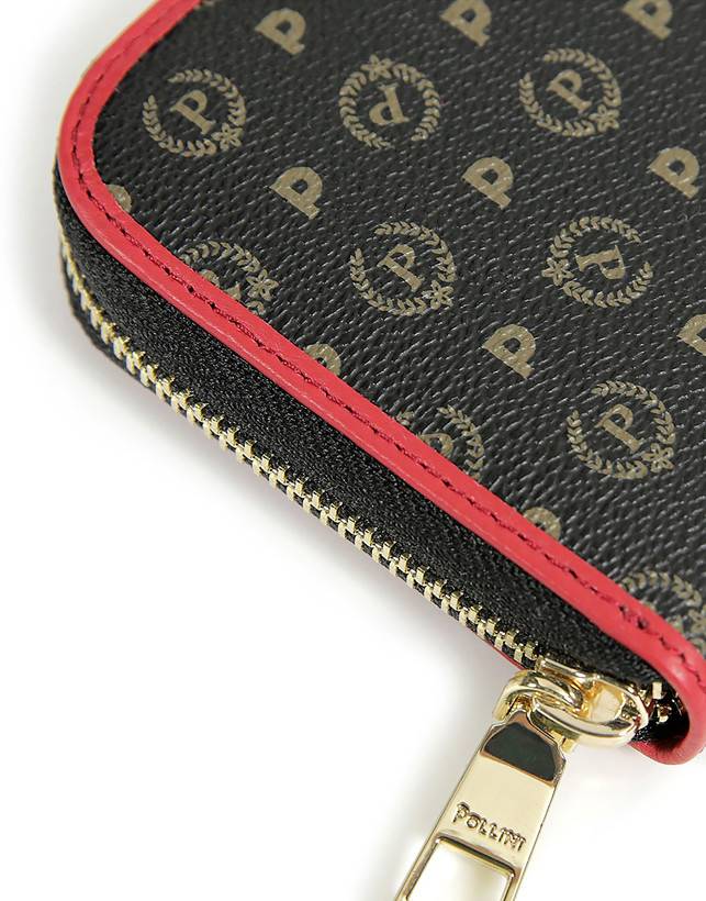 Pollini Portafoglio Zip Around Heritage Logo Classic Nero/lacca Soddisfazione Garantita