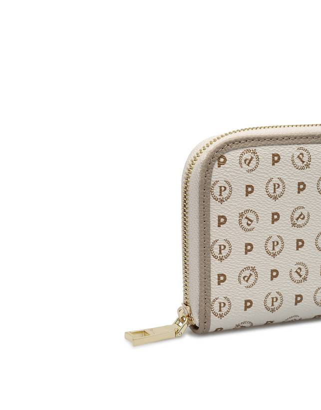 Pollini Portafoglio Zip Around Heritage Logo Classic Avorio/ghiaccio Promozione Limitata