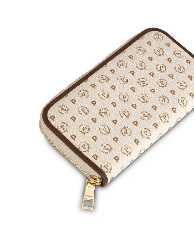 Pollini Portafoglio Zip Around Heritage Logo Classic Avorio/marrone Shopping Online