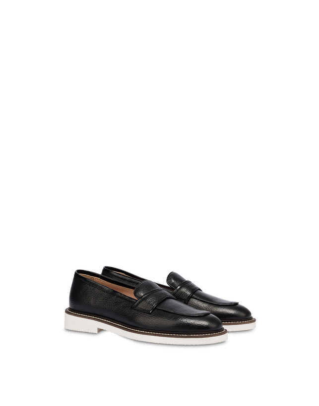Pollini Mocassini In Vitello Mannish Nero/nero Negozio