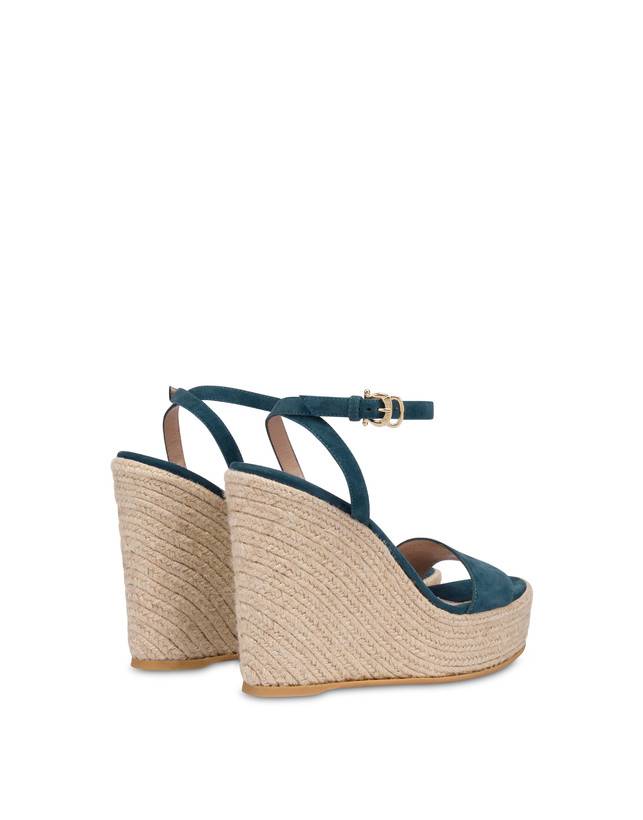 Pollini Sandalo Con Zeppa In Camoscio Playa Pavone Moda