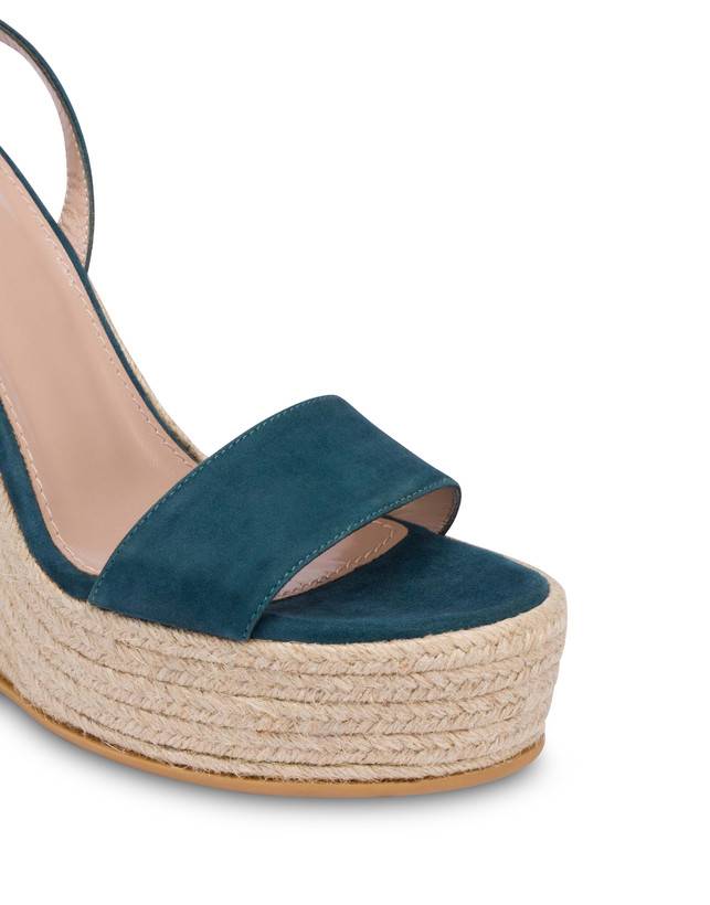 Pollini Sandalo Con Zeppa In Camoscio Playa Pavone Moda