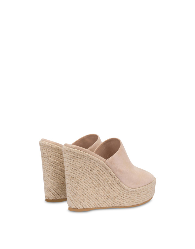 Pollini Mules Con Zeppa In Camoscio Playa Sabbia Italy