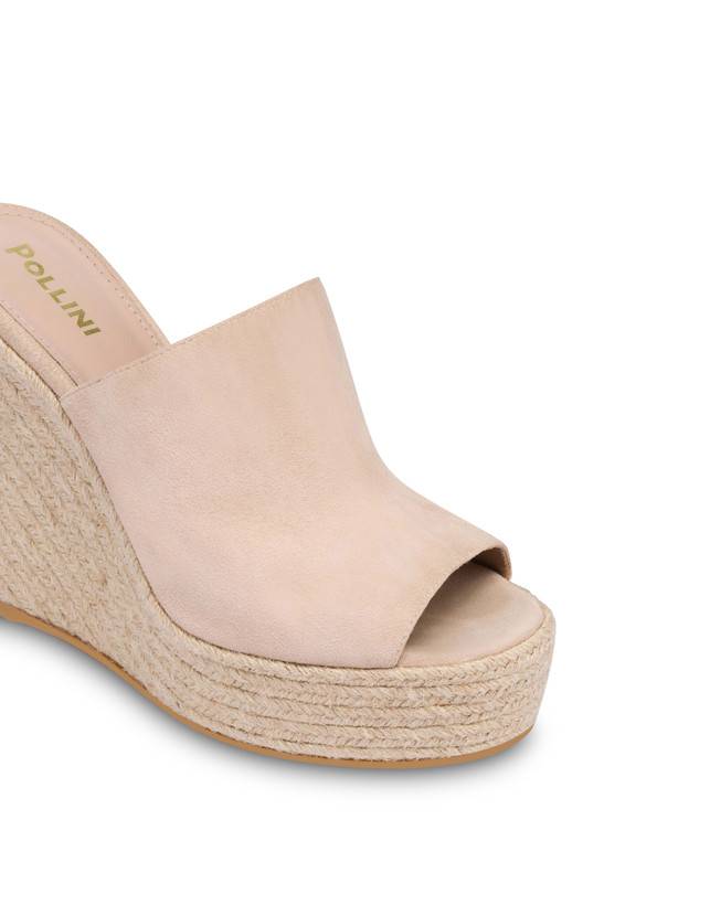 Pollini Mules Con Zeppa In Camoscio Playa Sabbia Italy