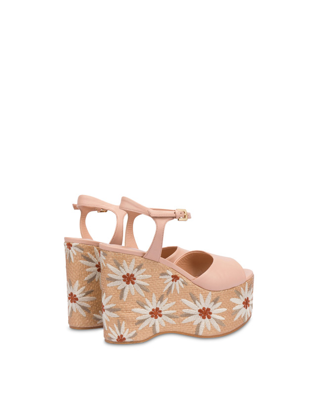 Pollini Sandali Con Zeppa Ricamata Desert Rose Nude/naturale In Linea
