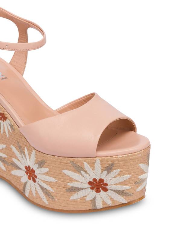 Pollini Sandali Con Zeppa Ricamata Desert Rose Nude/naturale In Linea