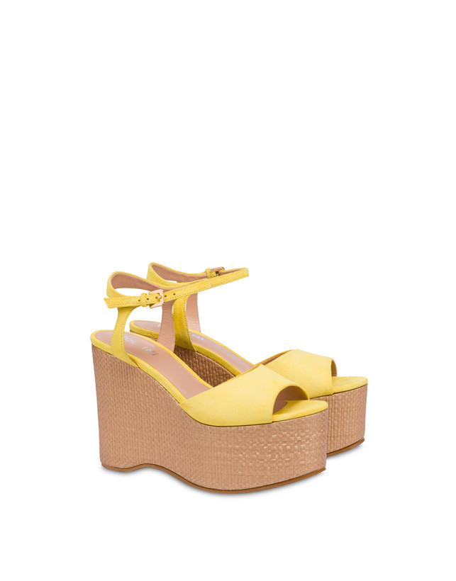 Pollini Sandali In Nappa Con Zeppa Capri Sun/naturale Nuovo