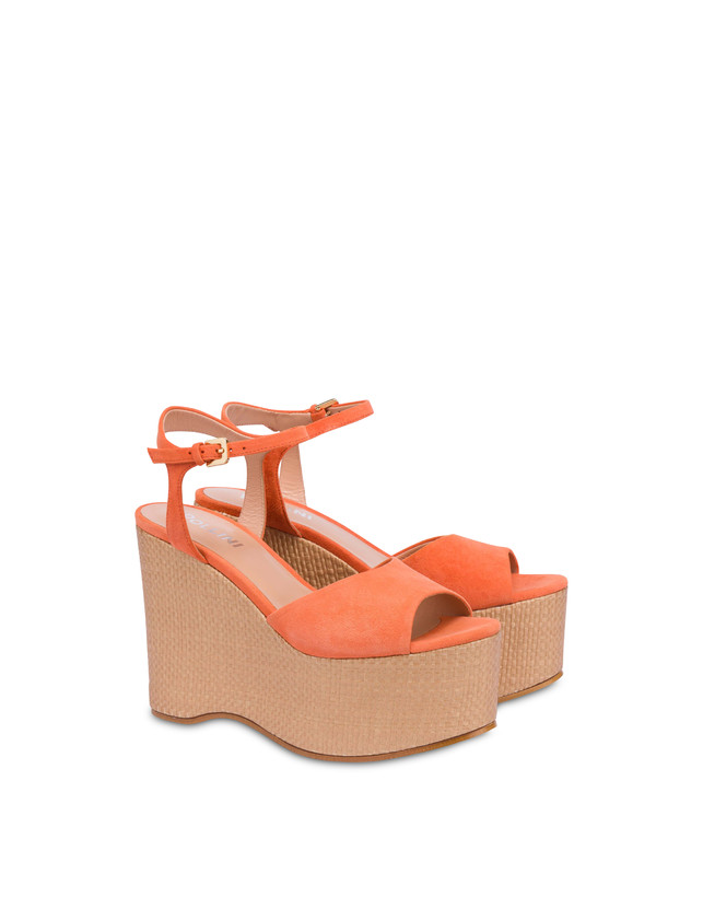 Pollini Sandali In Nappa Con Zeppa Capri Coral/naturale Qualità