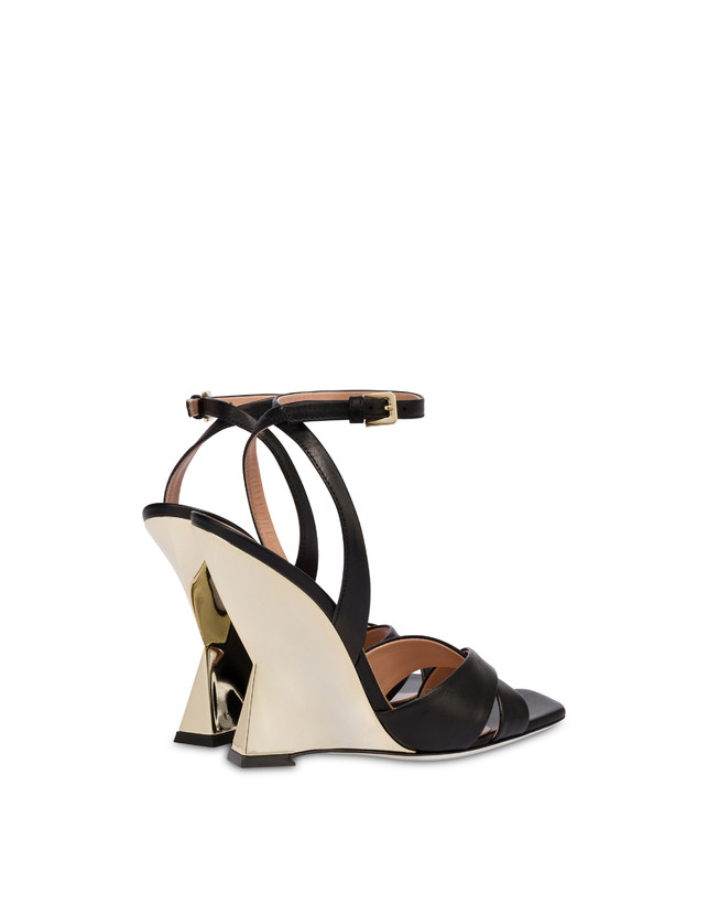 Pollini Sandali Con Zeppa Cote D'azur Nero/oro Promozione
