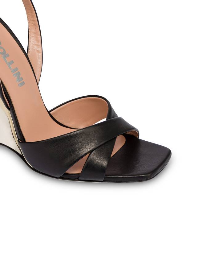 Pollini Sandali Con Zeppa Cote D'azur Nero/oro Promozione