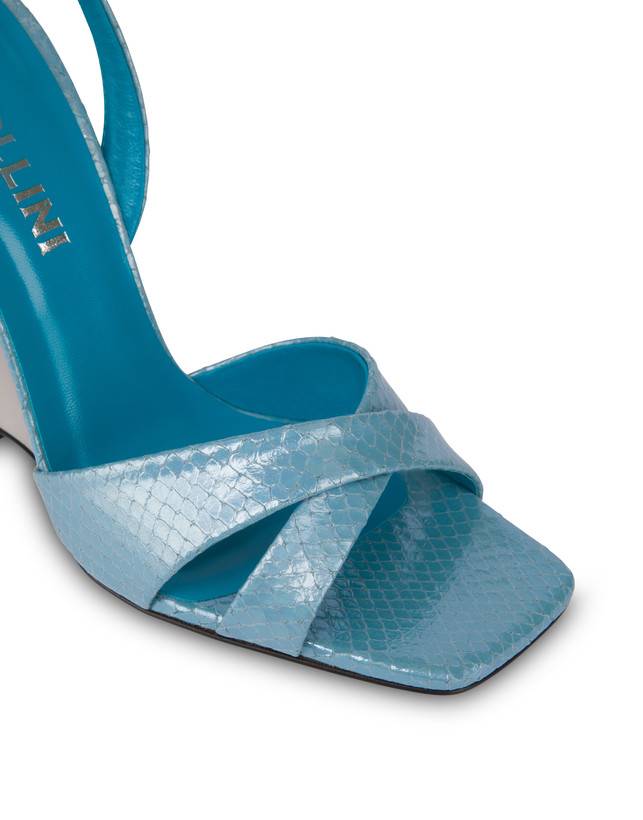 Pollini Sandali Con Zeppa Stampa Pitone Cote D'azur Pool/argento Spedizione Gratuita