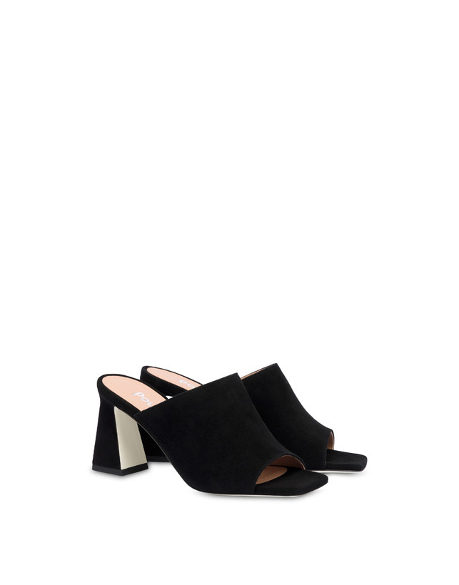 Pollini Mules Con Tacco In Camoscio Nina Nero Negozi Online
