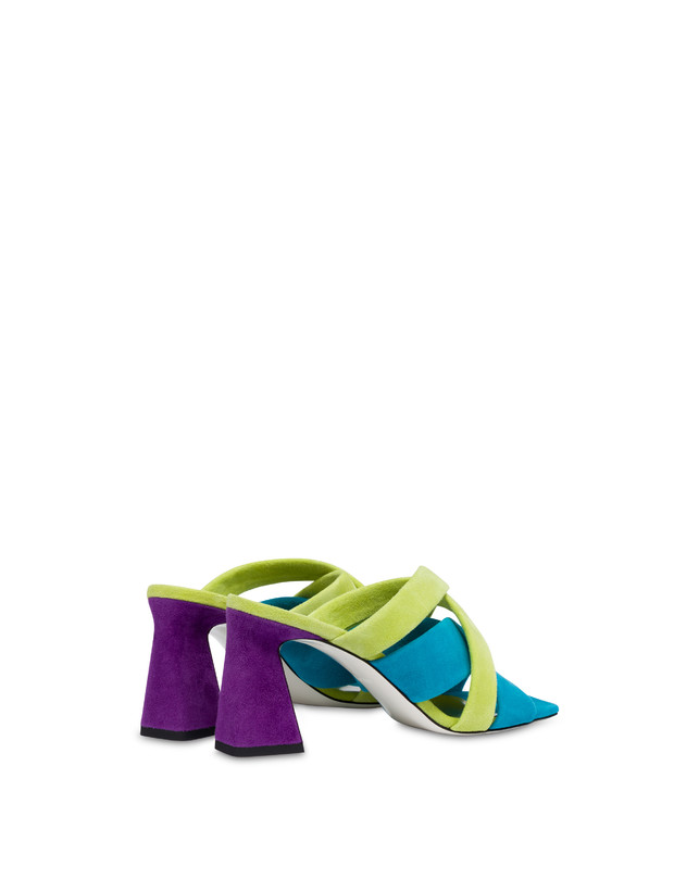 Pollini Mules In Camoscio Colour Explosion Pool/apple/iris Sconti VIP