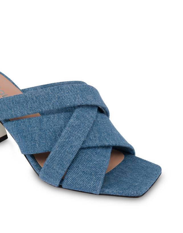 Pollini Mules Con Tacco In Tessuto Denim Denim Promozione Limitata