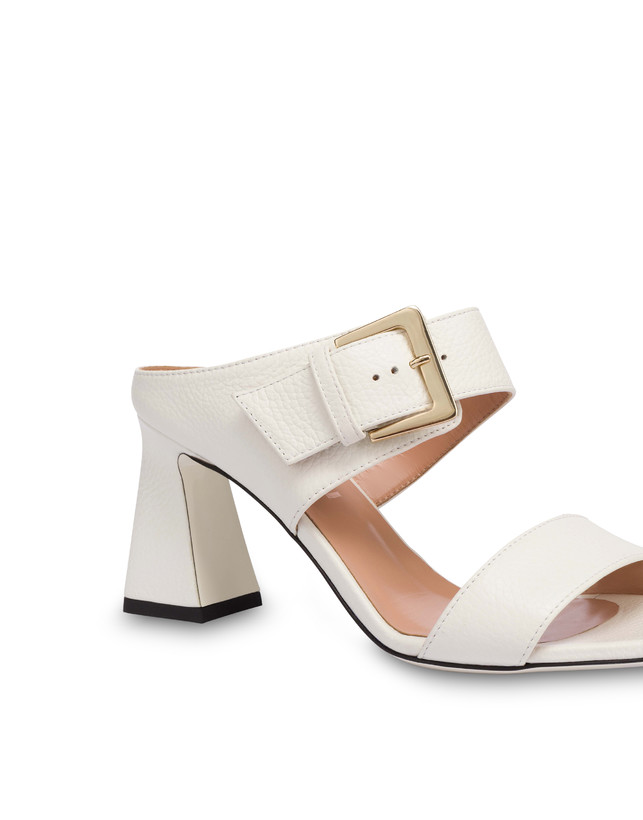 Pollini Sandali In Vitello Bottalato Con Fibbia Ethos Bianco Fino Al -60%