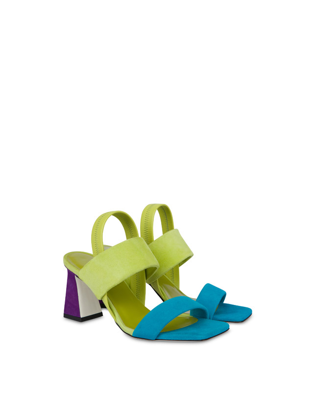 Pollini Sandali In Camoscio Color Explosion Pool/apple/iris Prezzo Ridotto