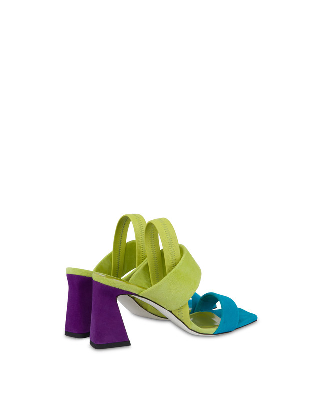 Pollini Sandali In Camoscio Color Explosion Pool/apple/iris Prezzo Ridotto