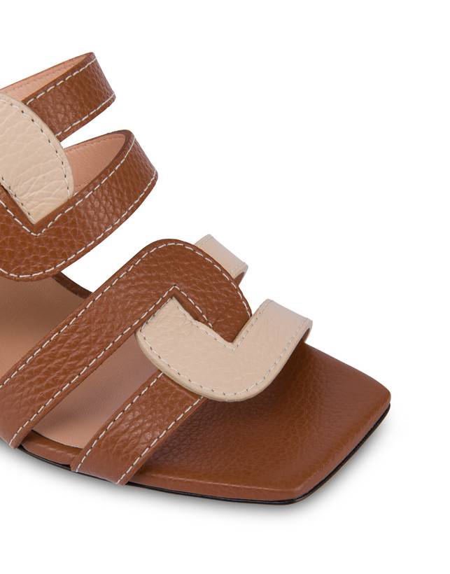 Pollini Mules Con Tacco In Vitello Interlock Wood/sabbia Convenienza