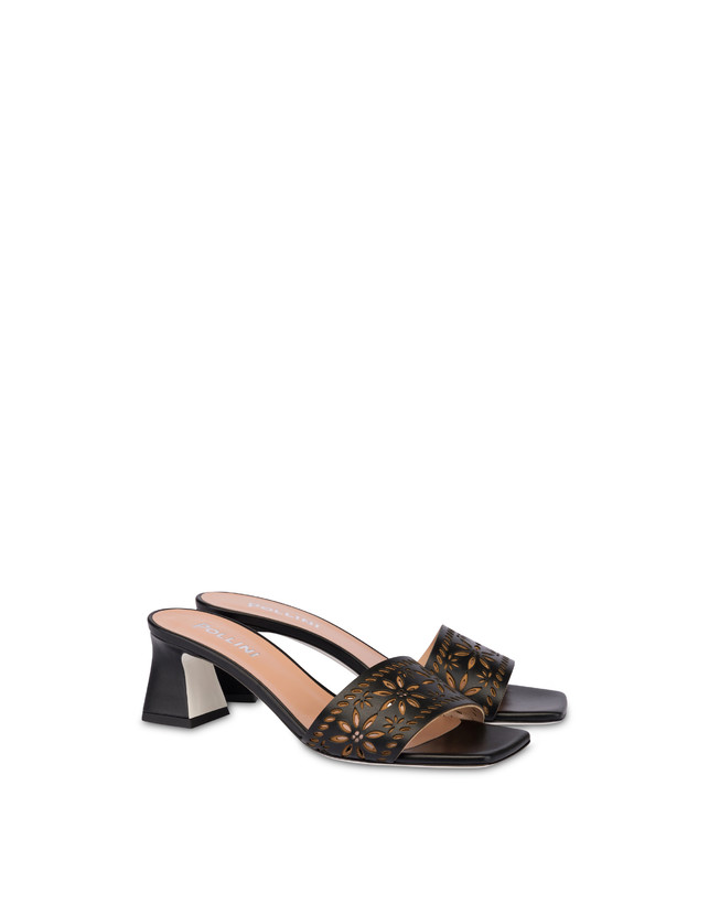 Pollini Sandali In Vitello Laserato Desert Rose Nero Offerta