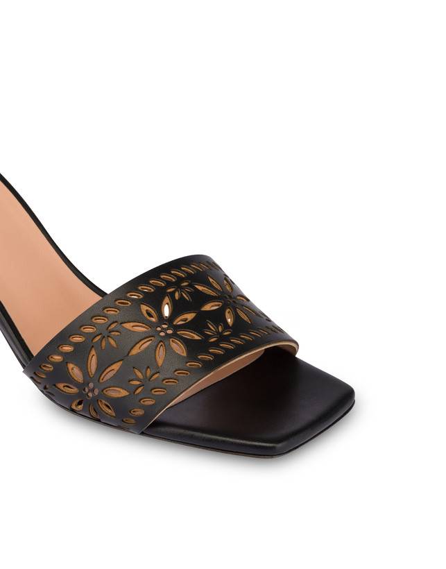 Pollini Sandali In Vitello Laserato Desert Rose Nero Offerta