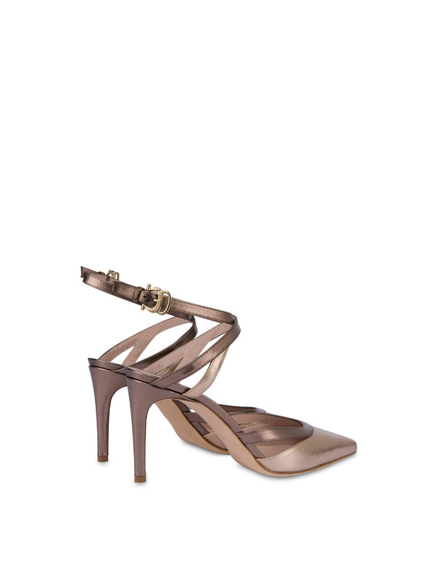 Pollini Sandali In Nappa Laminata Glam Sabbia/toffee Economico