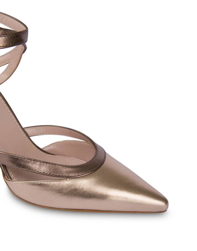 Pollini Sandali In Nappa Laminata Glam Sabbia/toffee Economico