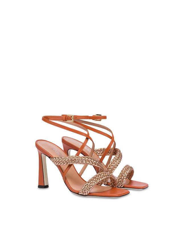 Pollini Sandali Alti In Vitello E Specchio Laminato Italian Savoir Faire Rame/wood Online