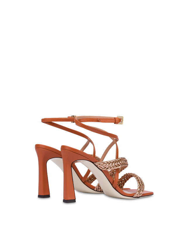 Pollini Sandali Alti In Vitello E Specchio Laminato Italian Savoir Faire Rame/wood Online
