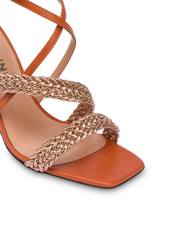 Pollini Sandali Alti In Vitello E Specchio Laminato Italian Savoir Faire Rame/wood Online