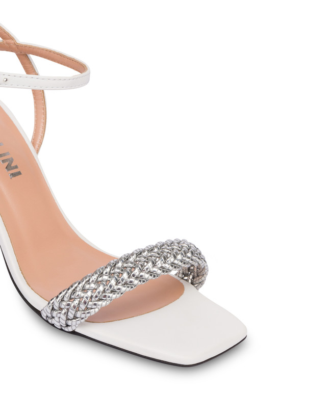 Pollini Sandali In Vitello E Specchio Laminato Italian Savoir Faire Argento/bianco Hotsell