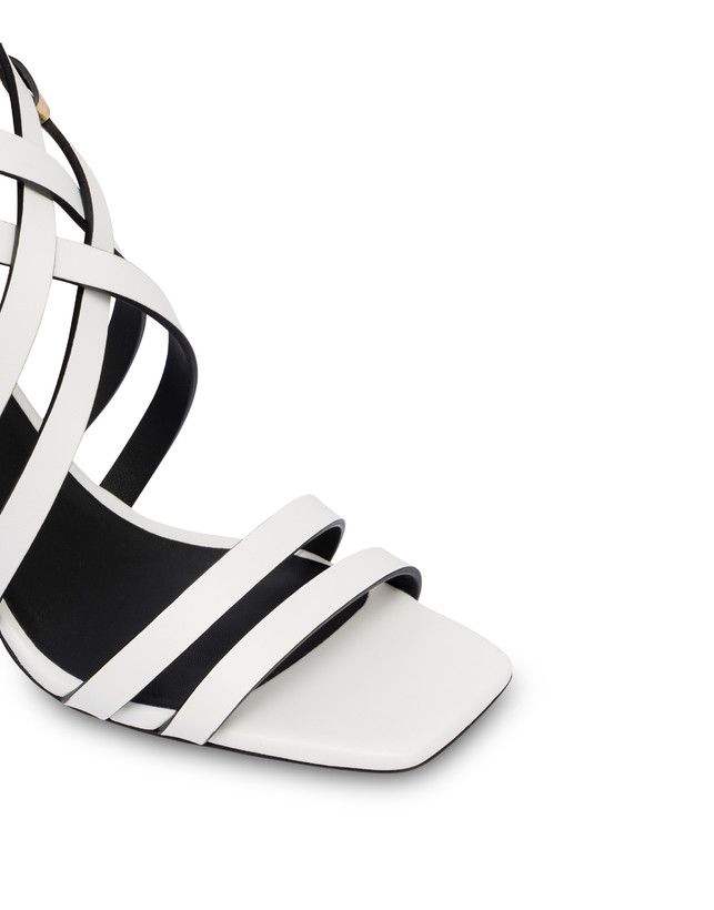 Pollini Sandali In Vitello E Nappa Laminata Incontri Bianco/oro Vendita Calda