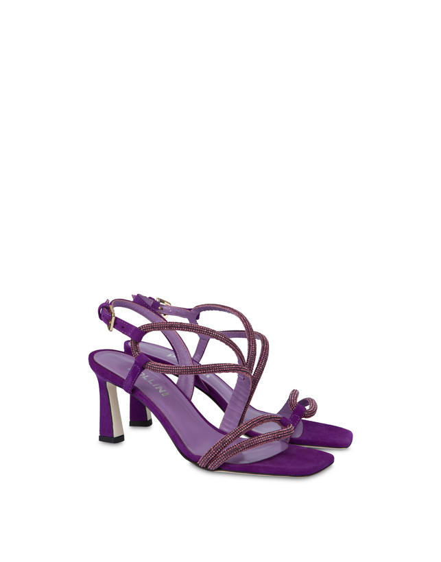 Pollini Sandali In Camoscio Con Strass Bling Bling Iris Saldi Di Fabbrica
