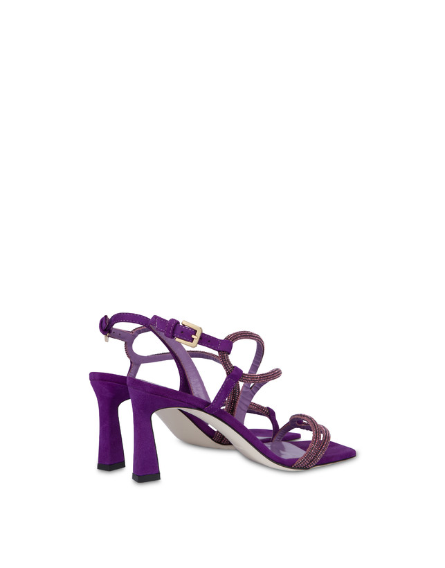 Pollini Sandali In Camoscio Con Strass Bling Bling Iris Saldi Di Fabbrica
