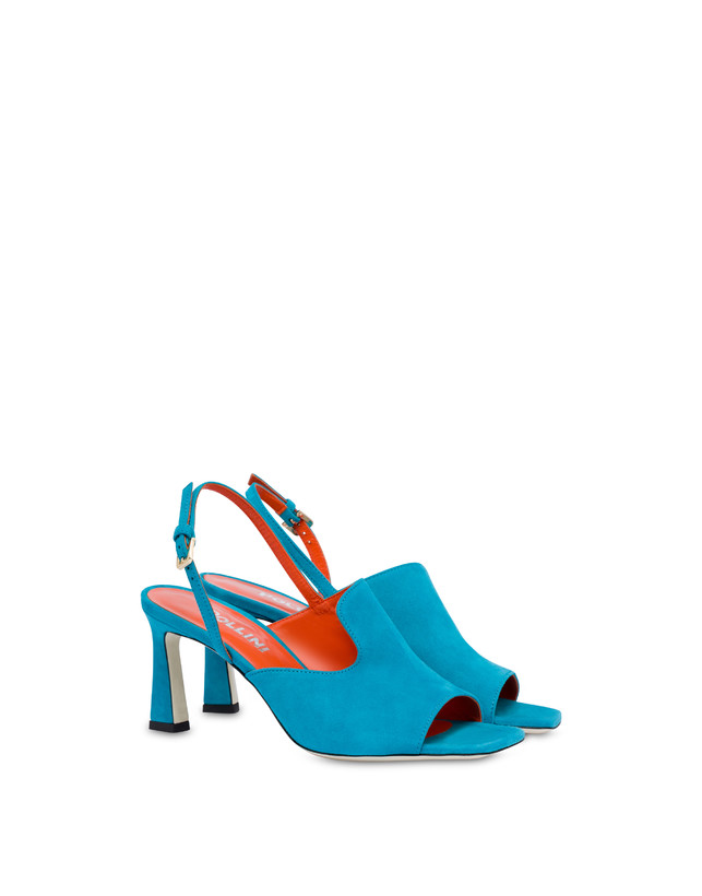 Pollini Mules Slingback In Camoscio Wave Pool In Saldo