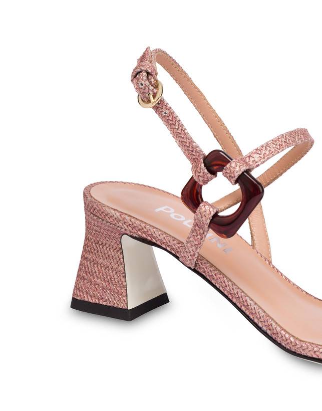 Pollini Sandali In Vitello Stampa Intreccio Between The Lines Peonia-rame Moda