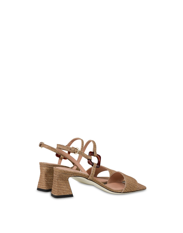 Pollini Sandali In Vitello Stampa Intreccio Between The Lines Wood-oro 2025