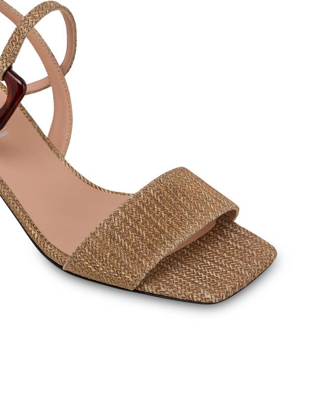 Pollini Sandali In Vitello Stampa Intreccio Between The Lines Wood-oro 2025
