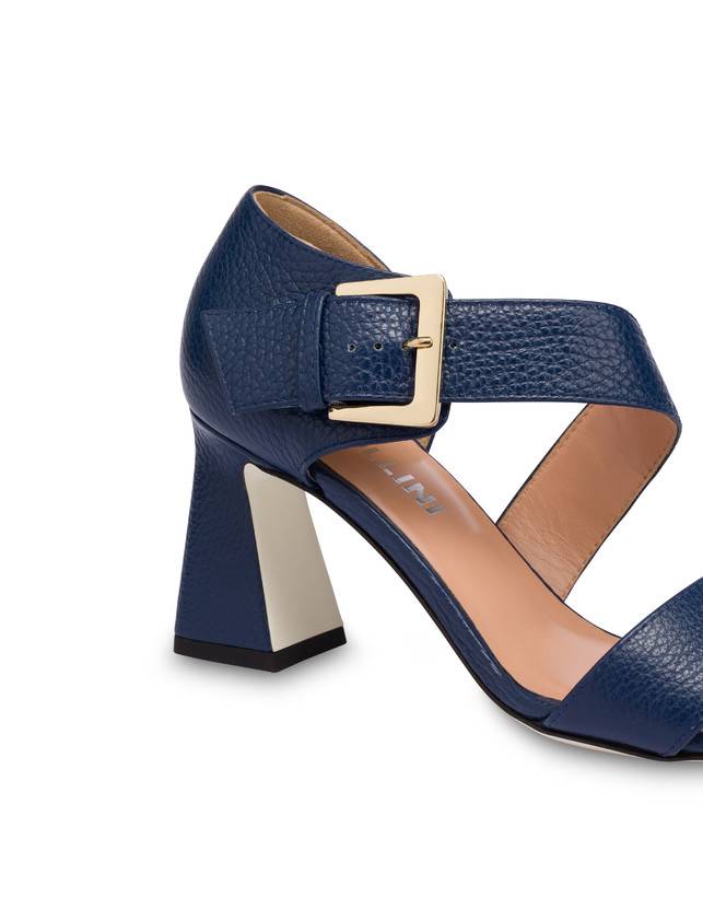 Pollini Sandali In Vitello Con Fibbia Ethos Navy Italy