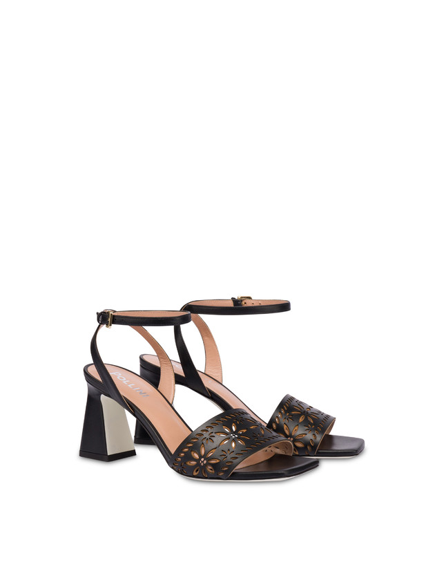 Pollini Sandali In Vitello Con Intagli Desert Rose Nero Soddisfazione Garantita