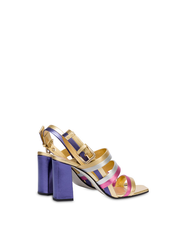 Pollini Sandali In Nappa Laminata Rainbow Oro/peonia/argento/iris Qualità Garantita