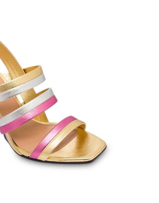 Pollini Sandali In Nappa Laminata Rainbow Oro/peonia/argento/iris Qualità Garantita